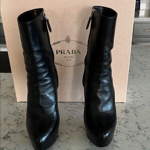 Prada Women's Sleek Black Heeled Boots
